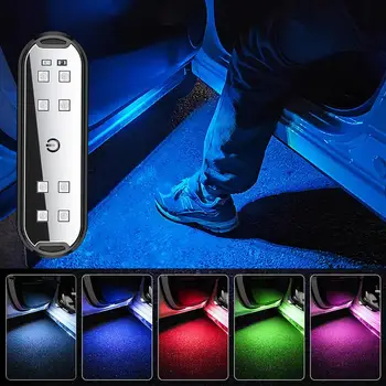 Illuminazione ambientale Luce per portiera per auto ricaricabile tramite USB Luce di cortesia di benvenuto Lampade di avvertimento per atmosfera per auto Luce lampeggiante colorata
