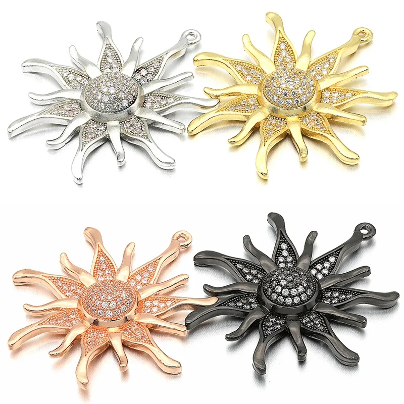 CZ crystal gold color Sun flower Charms Pendants For women DIY Jewelry making findings supplies VD286 crystal pendant