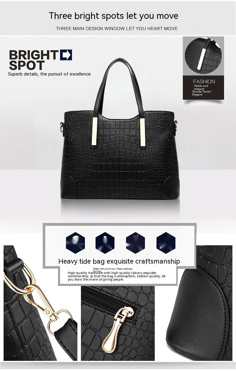 2023 Neue heiß verkaufte Mutter-Kind-Tasche, zweiteiliges Steinmuster, modische, trendige Umhängetasche mit großer Kapazität für Damen mit einer Schulter_voghion.com