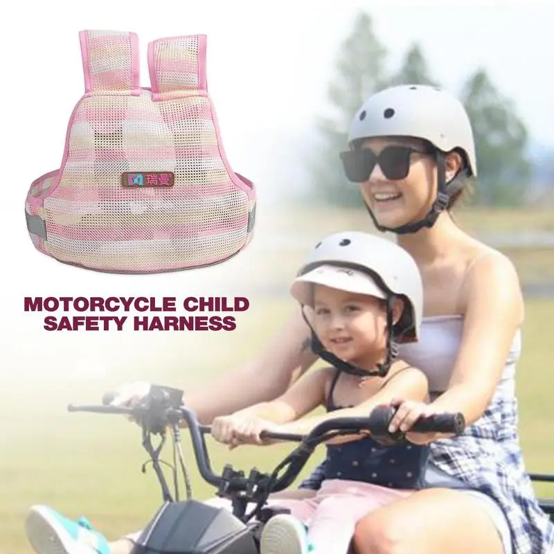 Breathable Motorcycle Safety Belt With Storage Grab Handle Strap Harness Adjustable Child Reflective Strip For Outdoor Activitie faucet anti theft lock hose system protective cover water outdoor horse kit iron garden tap child