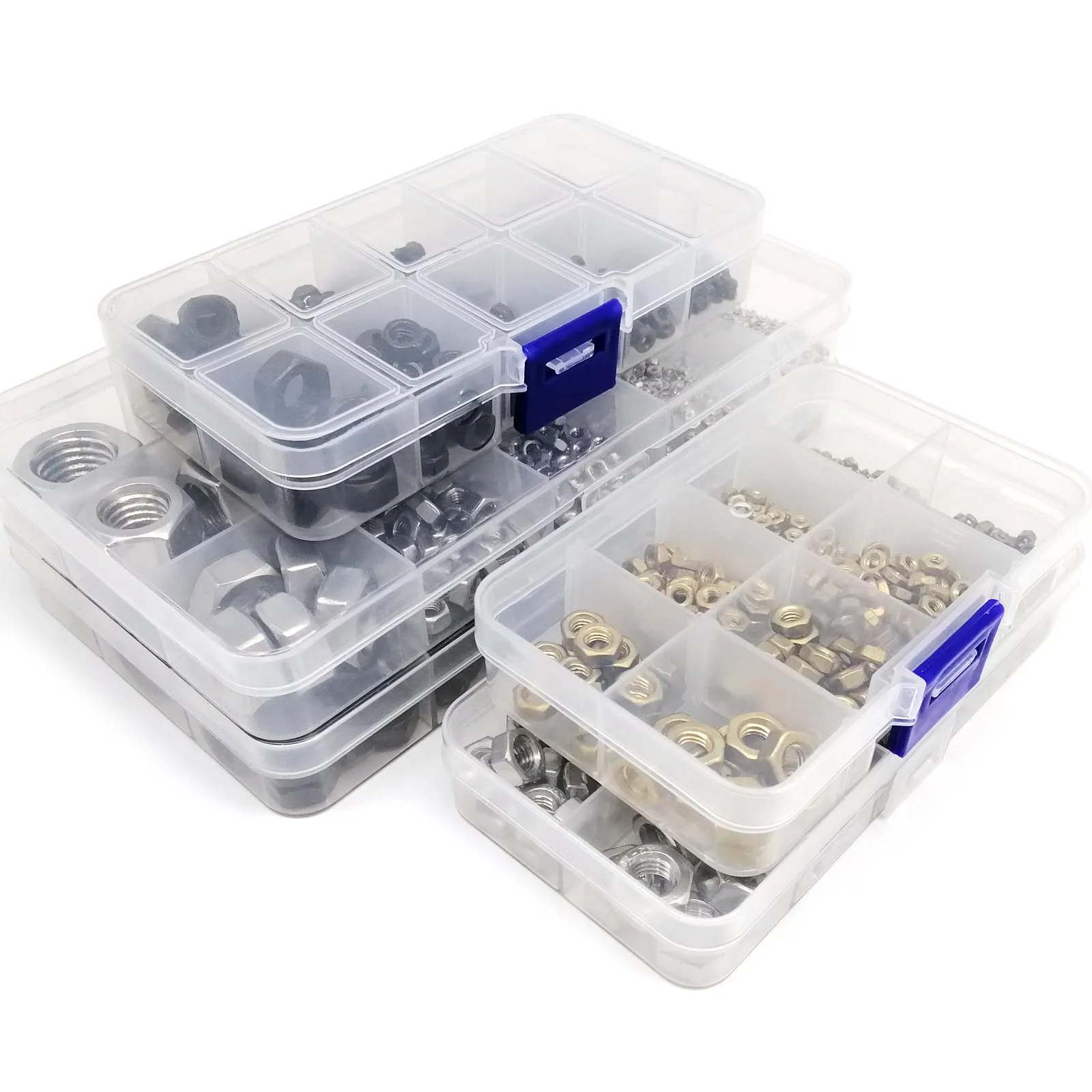 Hexagon Nut Kit 1 Box Mix M1 M1.2 M1.4 M1.6 M2 M2.5 M3 M4 M5 M6 M8 to M16 DIN934 304 Stainless Steel Brass Carbon Steel
