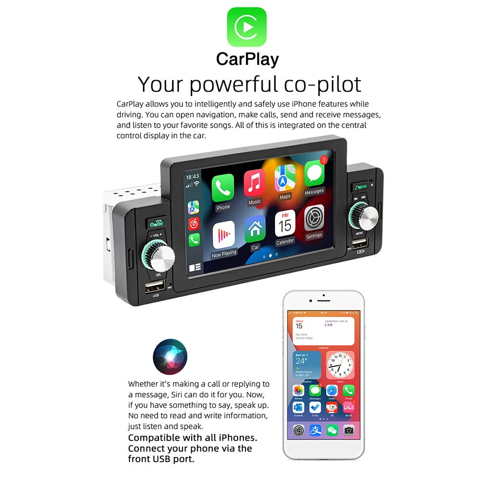 S90282089d2604b588fddbdc134cb21a3v Gearelec 5 inch Car Radio 1 Din CarPlay Android Auto Multimedia For Volkswagen Nissan Toyo Bluetooth MirrorLink FM Receiver