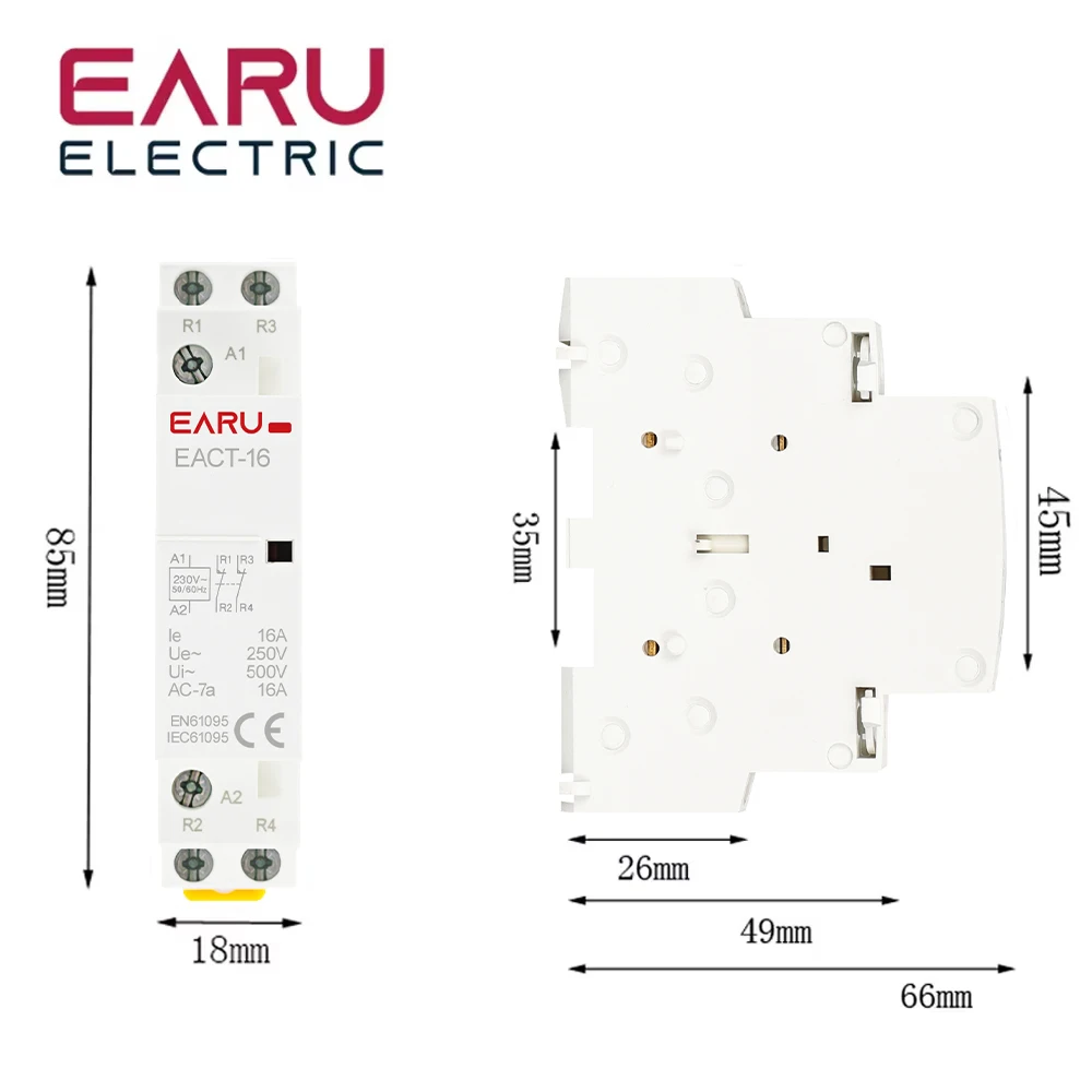 2P 16A 20A 25A 1NO 1NC 2NO 2NC AC 220V 230V 50/60Hz Din Rail Mounted Household