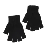 1pair Black Short Half Finger Fingerless Knit Wrist Glove Winter Warm Stretch Work Gloves for Women and Men Cycling Accessories