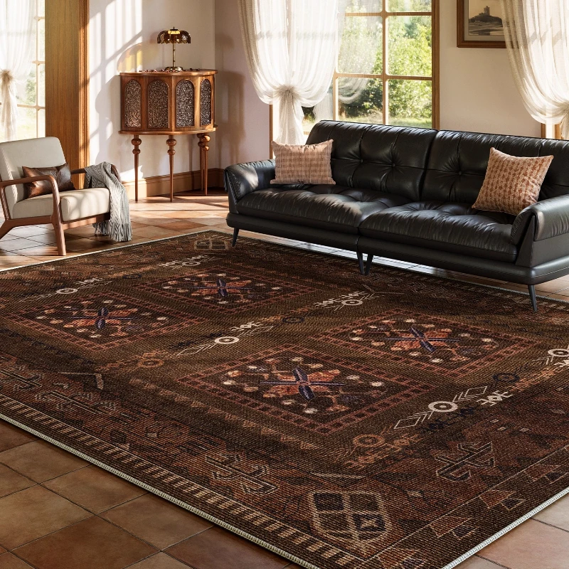 Persian Style Living Room Carpet Retro Print Luxury Bedroom Rugs Advanced Creative Large Area Fluffy Soft Coffee Table Mat Tapis