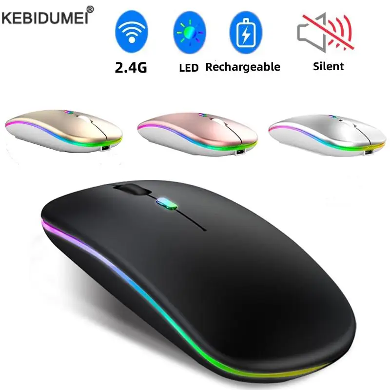 2.4G Wireless Mouse RGB Rechargeable Mice Wireless Computer Mause LED Backlit Ergonomic Gaming Mouse for Laptop PC