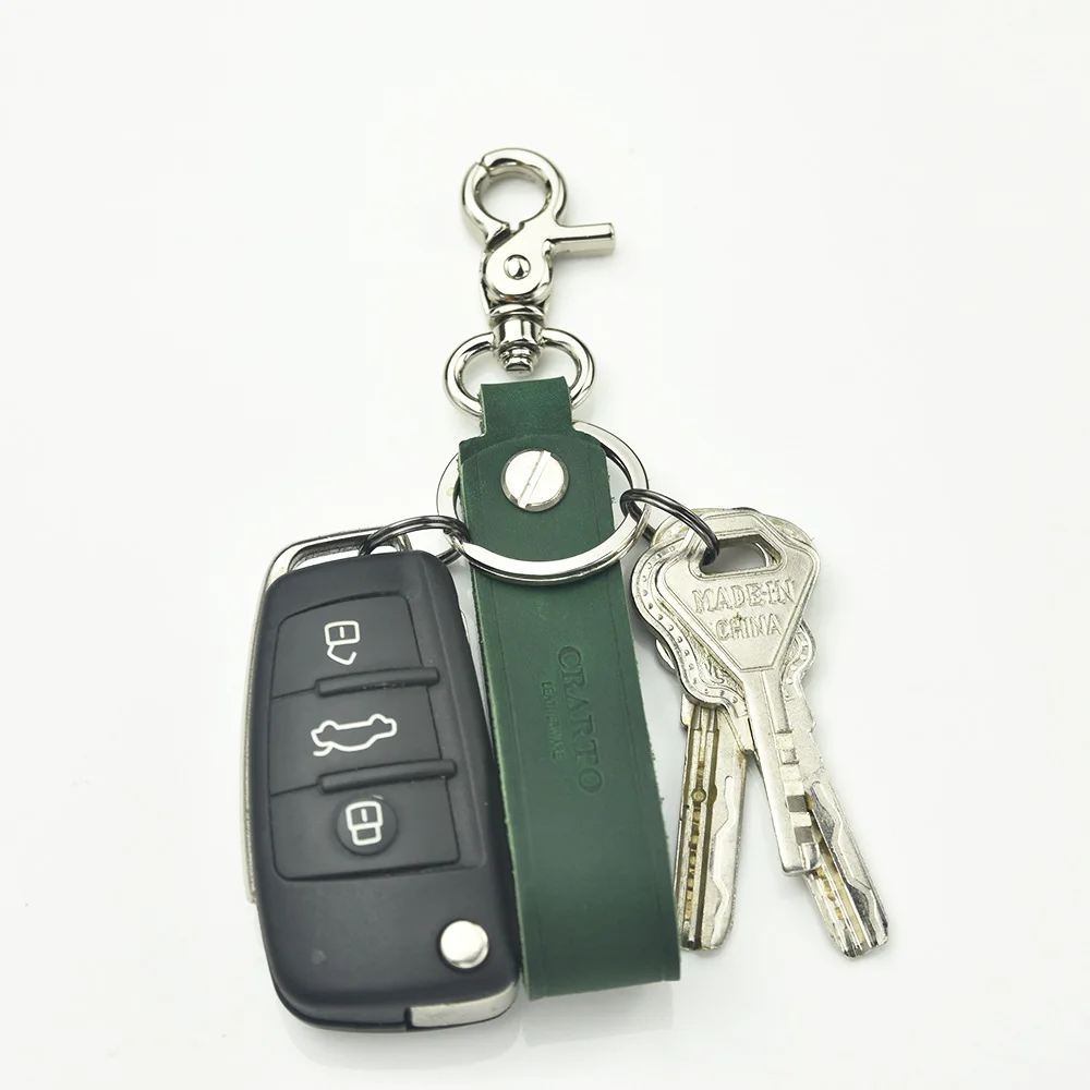 5pcs Genuine Cowhide Car Keychain Fashion Men's Car Keychain Upscale Business Gift Leather Keychain with Ring Key Accessories