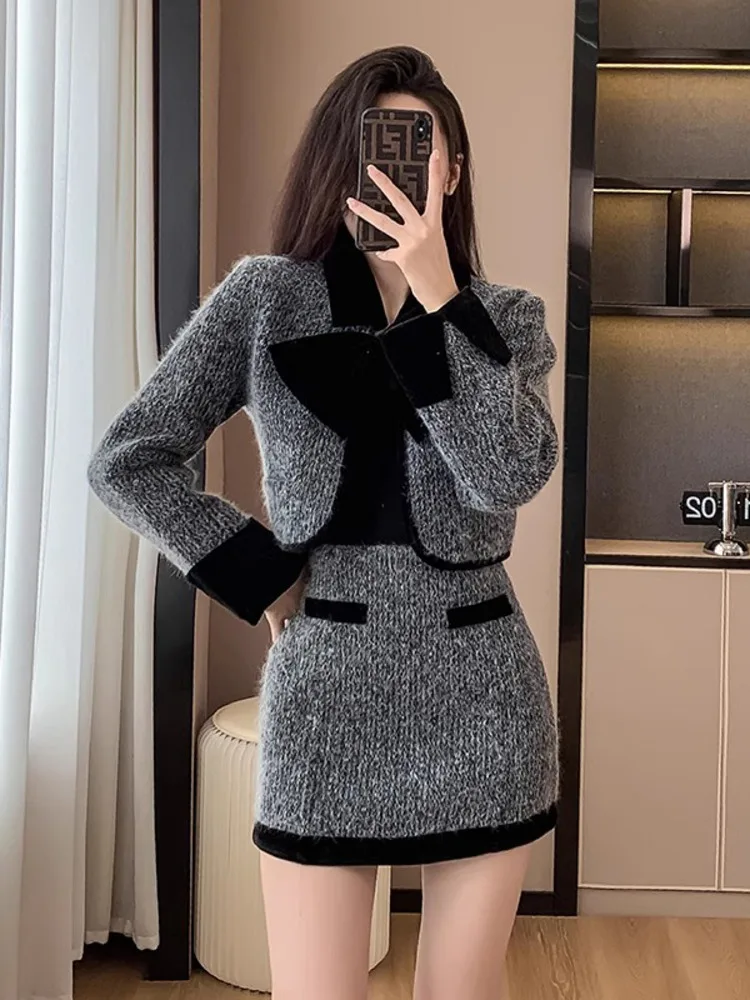 

Tweed Blazer Suit Women Small Fragrant Style Temperament Two-piece Suit Autumn Winter New Short Coat And Mini Skirt Outfits