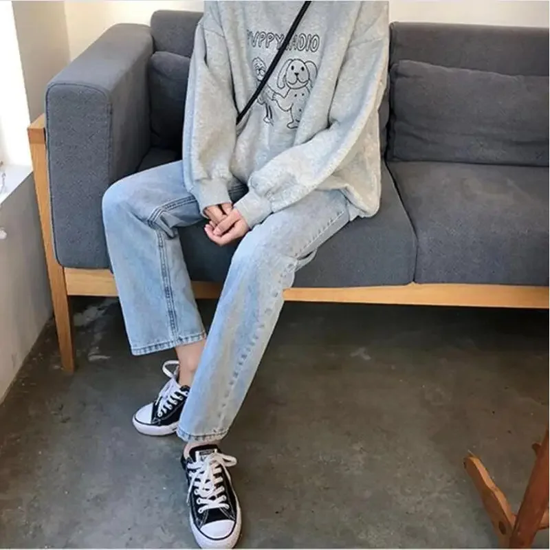 1088# Wide Leg Loose Straight Denim Maternity Jeans 3