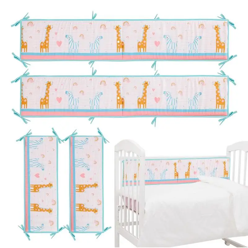 Baby Crib Bumpers 4Pcs Baby Bed Rail Heightened Anti Collision Guard Rail Toddlers Bed Side Soft