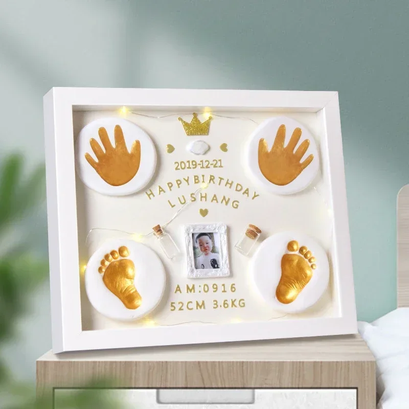 

DIY Newborn Full Moon Gift Baby Growth Commemorative Hand and Foot Print Clay Souvenir Photo Frame Children's Day Birthday Gifts