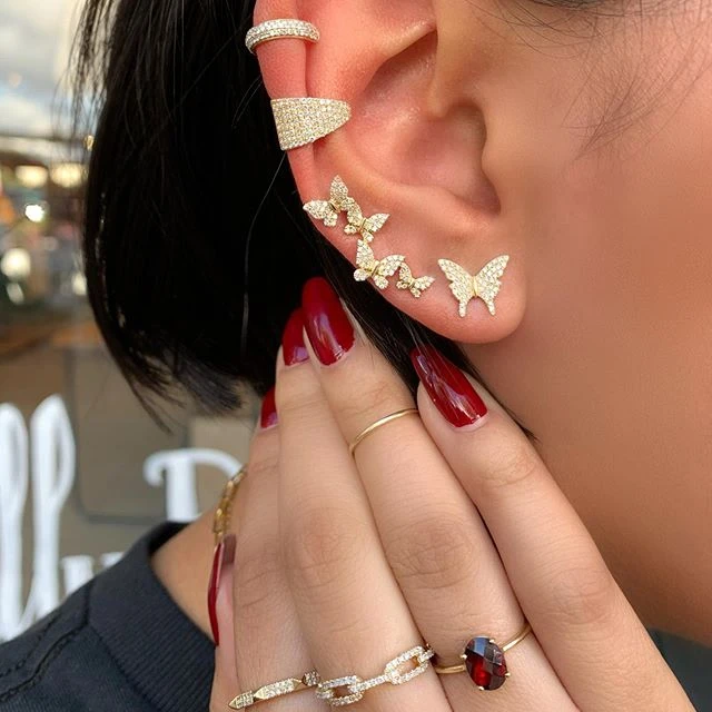 2024 Summer New Design Women Minimal Delicate Party Jewelry For Girl Rose Gold Clear Cz Charm Cute Lovely Animal Stud Earring