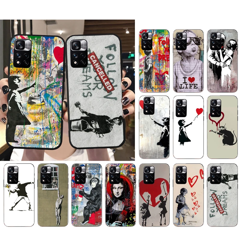 Custodia Per Telefono Per Xiaomi Redmi Note 12Pro 11 11S 11T Pro 10 9Pro Note10S Redmi 10 9 10C 9C Banksy Graffiti Art Case