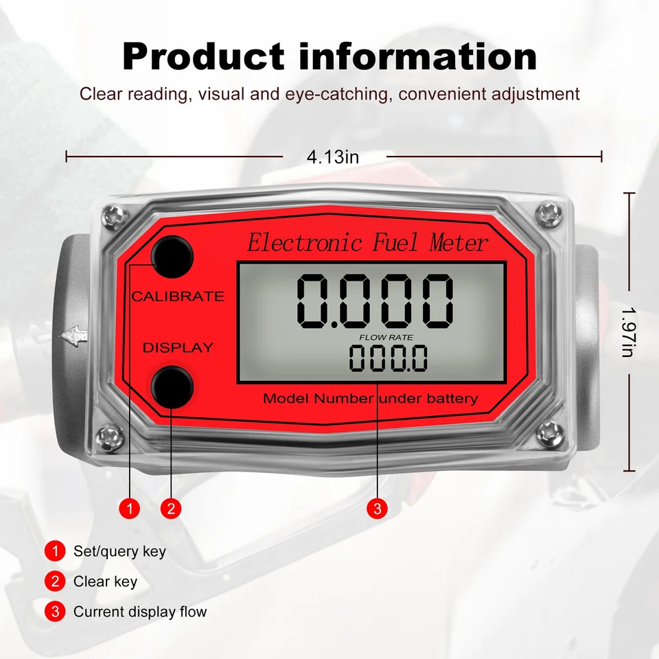Misuratore Portata Digitale Turbina NUZAMAS | 1 Pollice | Per Acqua, Diesel, Liquidi | LCD | Precisione ±1% - Foto 7