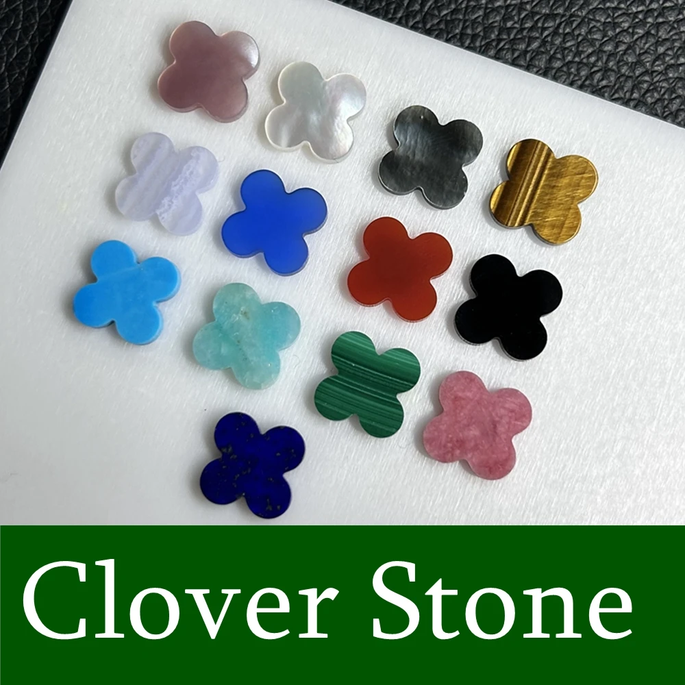 

Meisidian Natural Green Malachite Red Agate 13x13x2mm Onyx Four Leaf Clover Stone For VC Jewelry