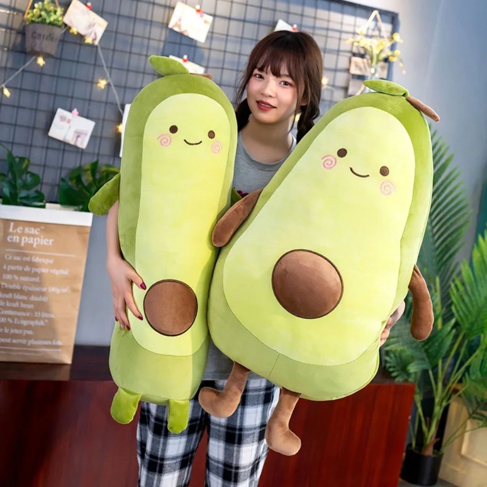 Stuffed Fruit Avocado Doll Green Giant Avocado Plush Toy Soft Doll Big Sleeping Pillow Birthday Cute Gift for Girl Room Decor - 3