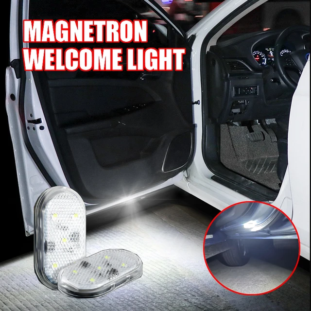 Luz Led de cortesía Interior de coche, lámpara de señal anticolisión,  puerto Usb, carga inalámbrica magnética, luz de bienvenida para puerta de  coche, 1 par - AliExpress