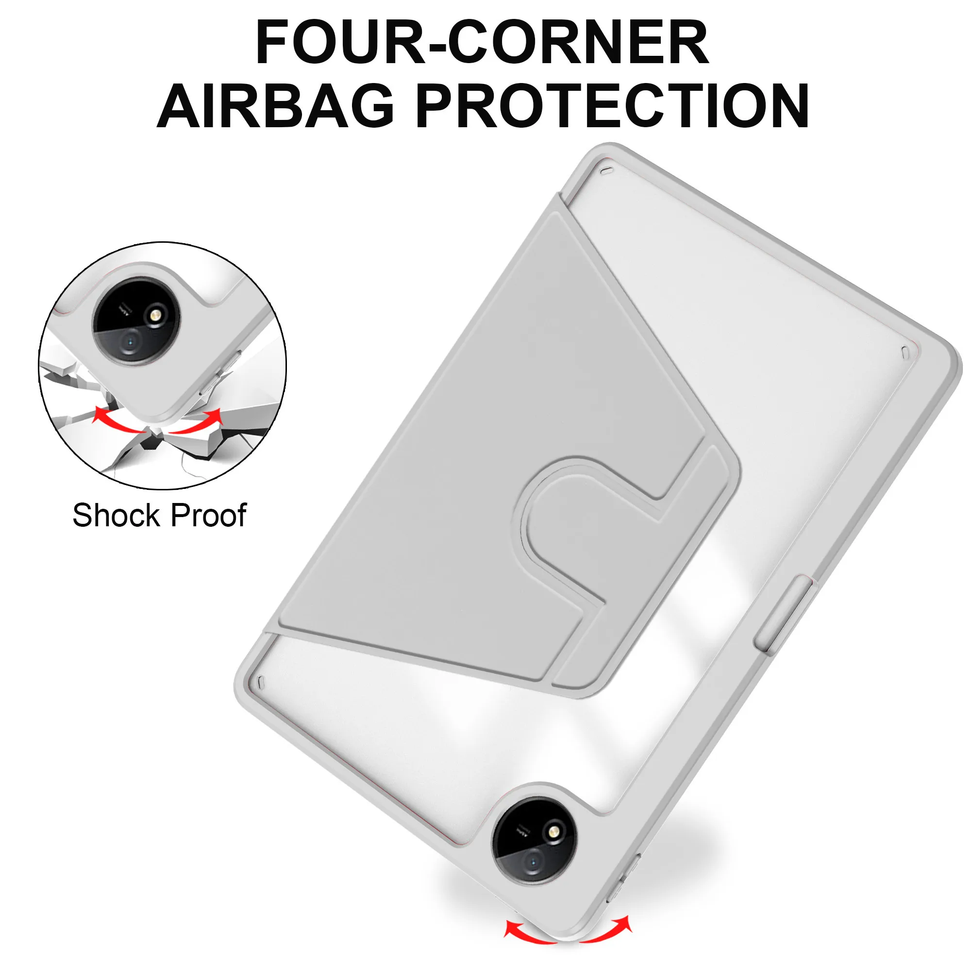 Enhanced Acrylic Rotating Tablet Case with Stand and Auto Sleep/Wake Function