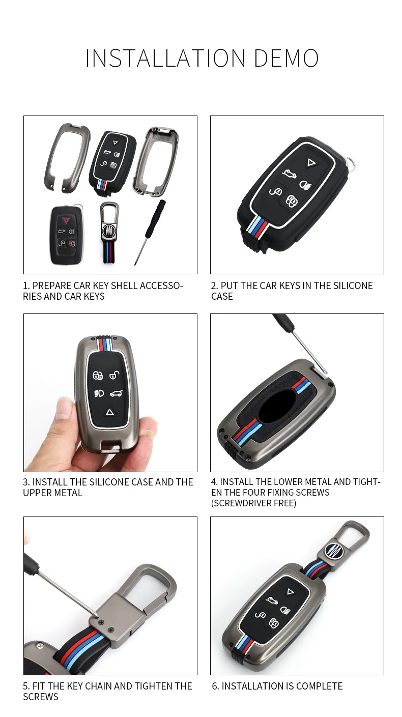 Portachiavi in lega Silicone portachiavi per auto per Land Rover Range Rover Sports 2010 TDV8 2011 Discovery 4 IV LR RR - S9029428e4d5948c6aaaf3c1f7172523fP