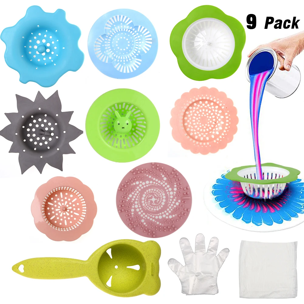 Acrylic Paint Pouring Strainers Silicone Strainer Flower Drain Basket for Pouring Paint Pattern with Gloves Tablecloth sundries organizer durable drawstring design foldable rhombus pattern dirty clothes basket household supplies
