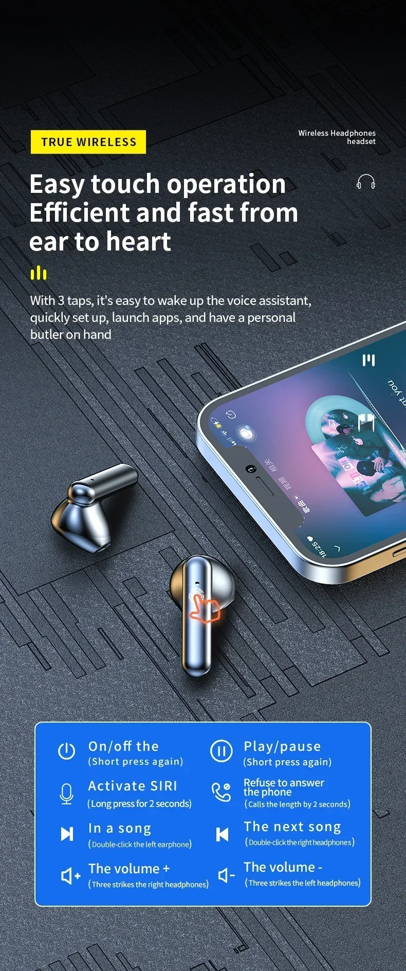 Wireless Bluetooth Earphones 5.3 Stereo Headset With Microphone_voghion.com