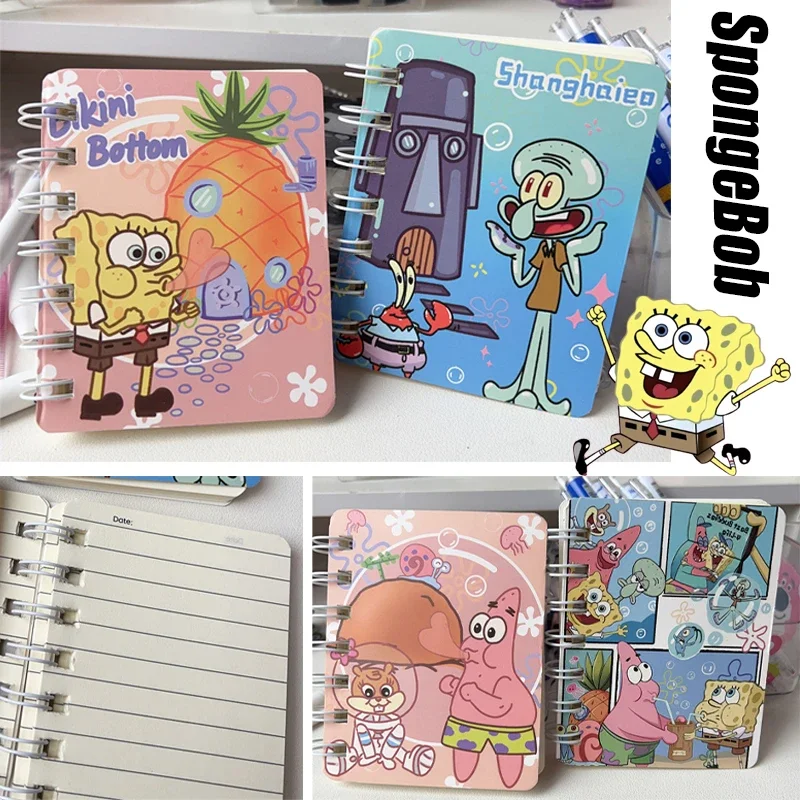 4/1 Pz Spongebob Notebook Cartoon Anime Blocco Note Studente Scrittura Cancelleria Bambini Mini Quaderni Portatili Forniture Per Ufficio Scolastico