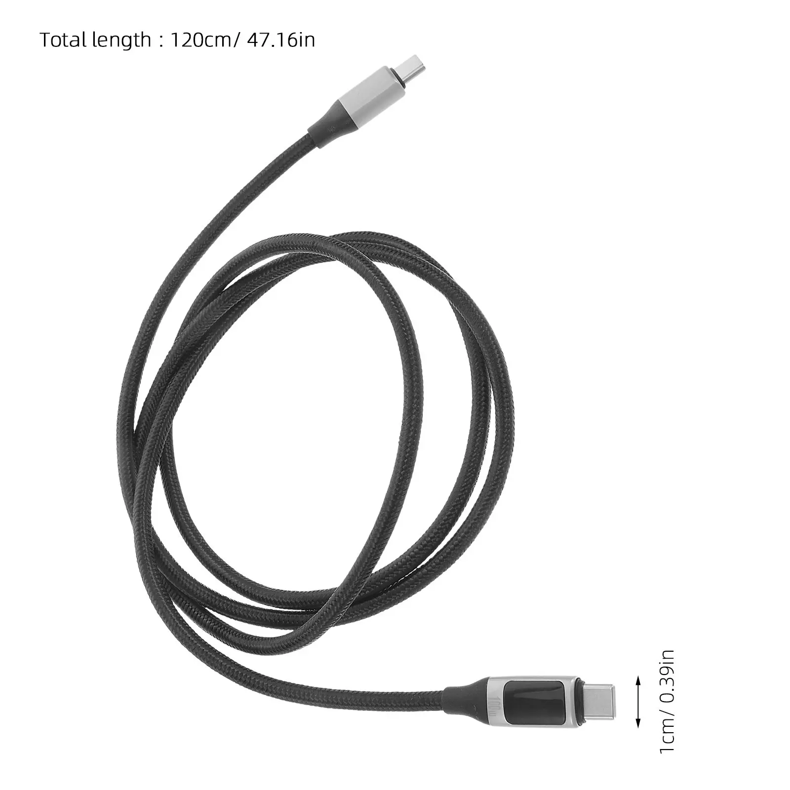 디지털 디스플레이 타입-C 충전 케이블 100W 고속 충전 USB-C 코드 휴대폰, 태블릿, 차량용 충전기와 호환 가능 고출력 LED