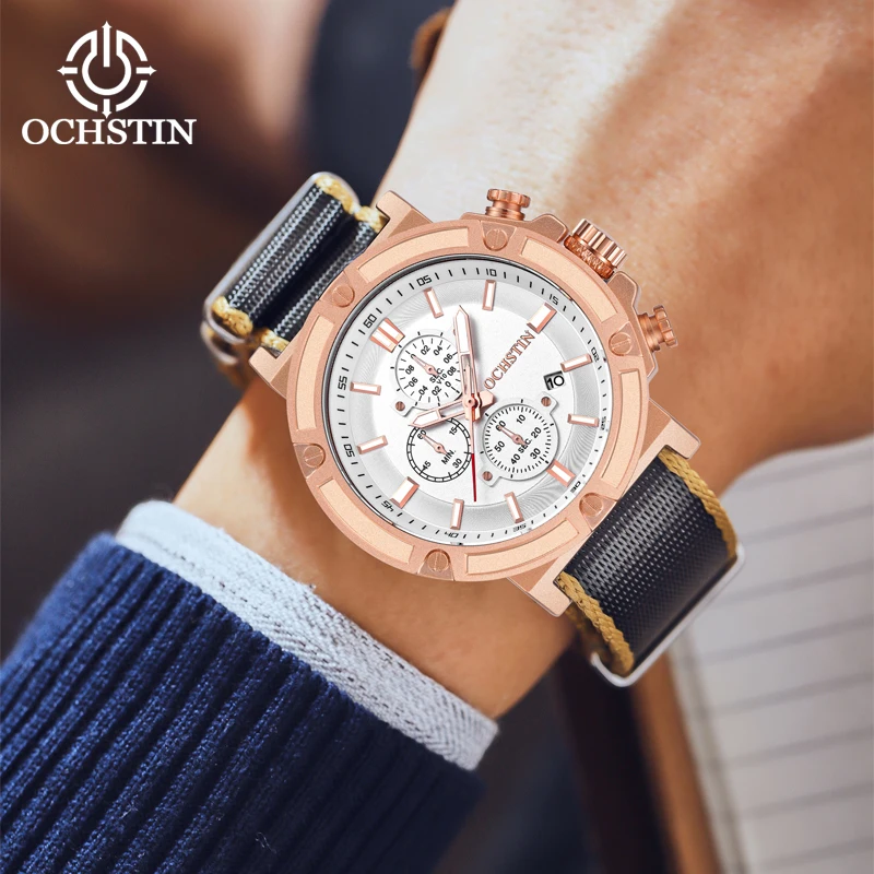 OCHSTIN new creative nylon series watch watch multifunction quartz movement watch 2024 personalized fashion men's quartz watches