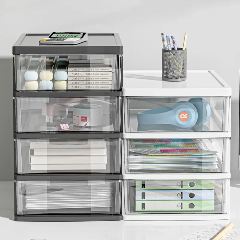 Clear Desktop Storage Box with Drawer Heightened Table Organizer ...