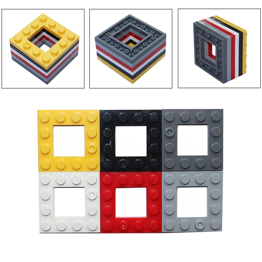 

10PCS DIY Building Blocks Plate Modified 4x4 with 2x2 Open Center Bricks Assemble Particles 64799 MOC Educational Parts DIY Toys