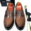 LUXURY MEN LEATHER SHOES BLACK COFFEE SLIP ON SNAKE PRINT DRESS MEN'S CASUAL SHOES WEDDING OFFICE BANQUET Loafers Shoes For Men 6
