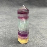 Natural Stone Fluorite Tower Polished Quartz Crystal Wand Point Reiki Healing Gift Room Colorful Decor Obelisk 1