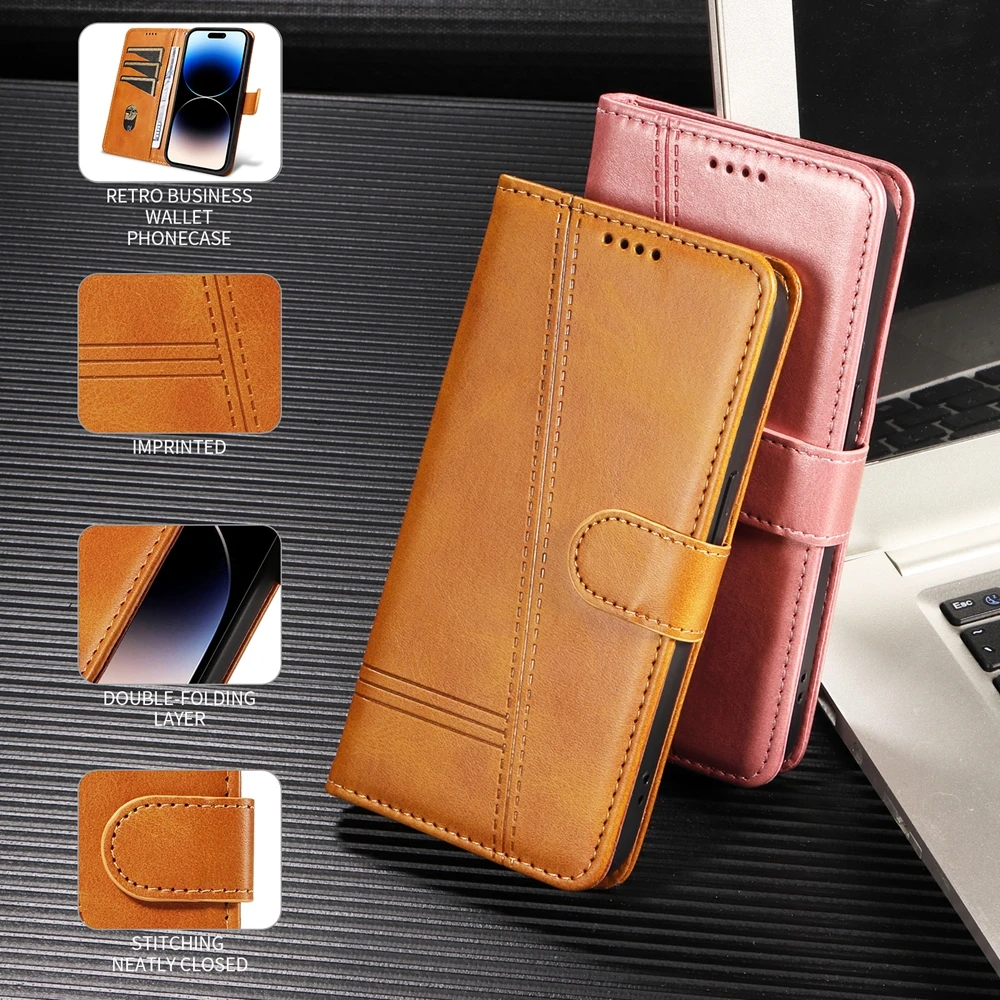 Premium Magnetic Leather Wallet Case with Card Slots and Cover