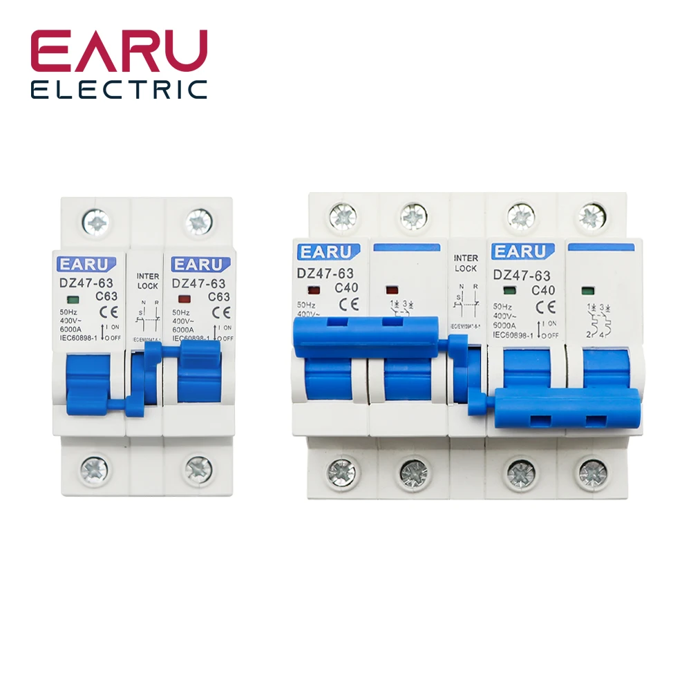 Mts ca Dual Power Manual Transferência Interlock Circuit Breaker Din Rail Isolando Discounnecting Switch Mcb 40a 63a 1p Mais 1p 2p Mais 2p