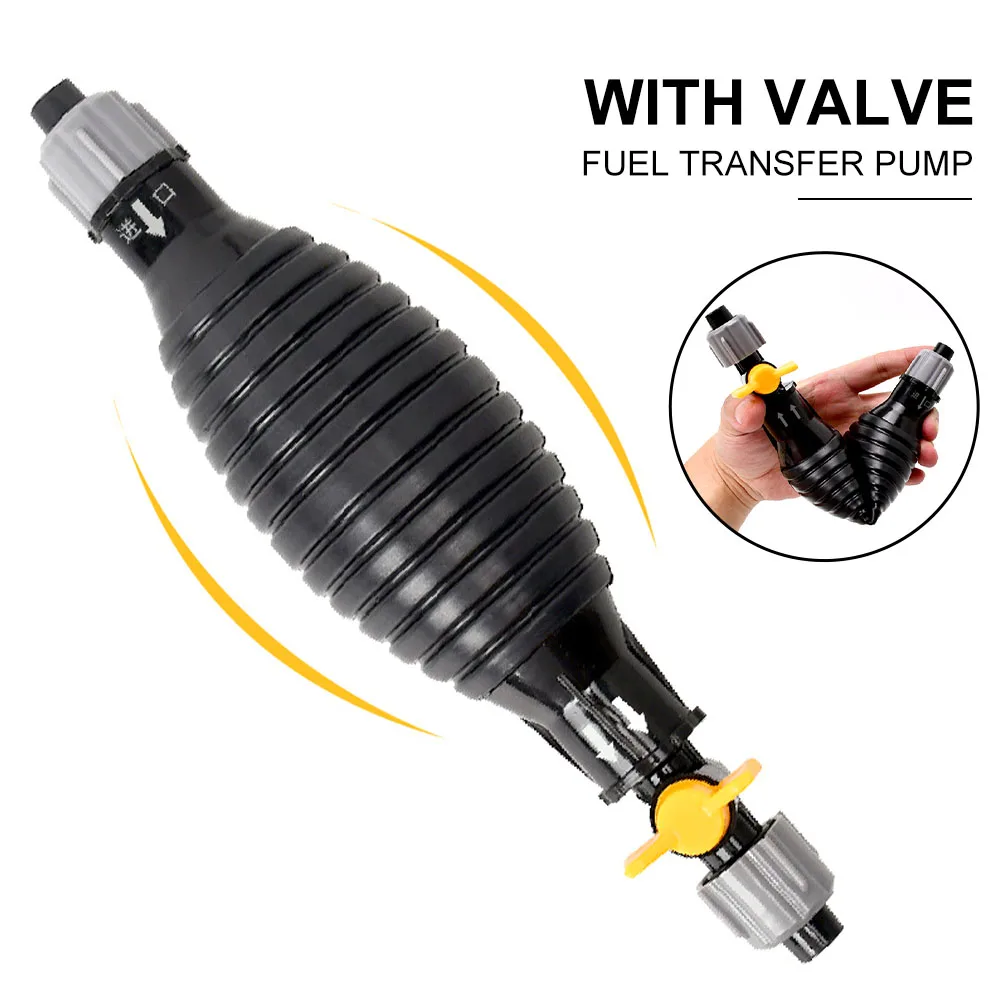 

Fuel Transfer Pump With Flow Switch Valve Manual Siphon Pump With 1m 18mm Hose Universal Oil Pump Liquid Sucker Extraction Pump