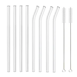 Eco - Friendly 20cm Reusable Glass Straws for Smoothies and Cocktails (8pcs Mixed)