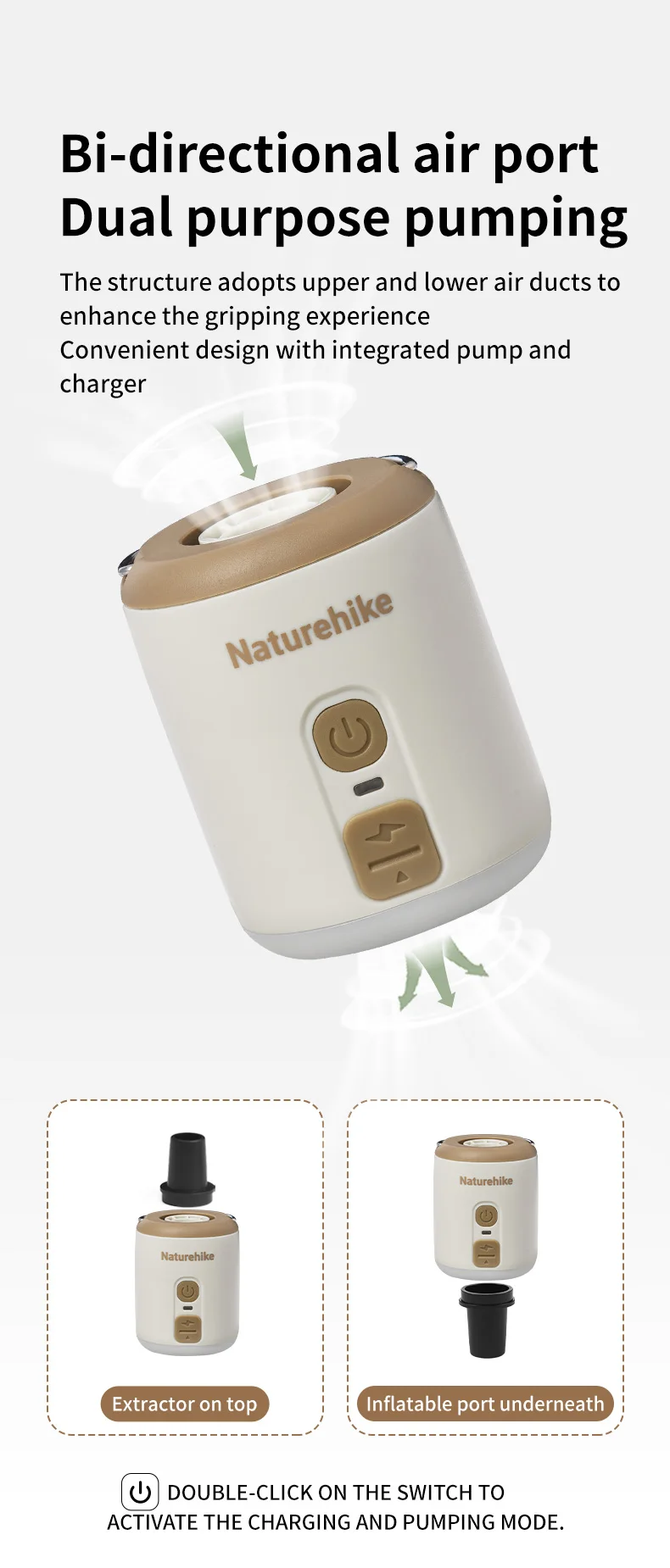 Natureh Mini Portable Electric Inflatable Pump Outdoor Camping