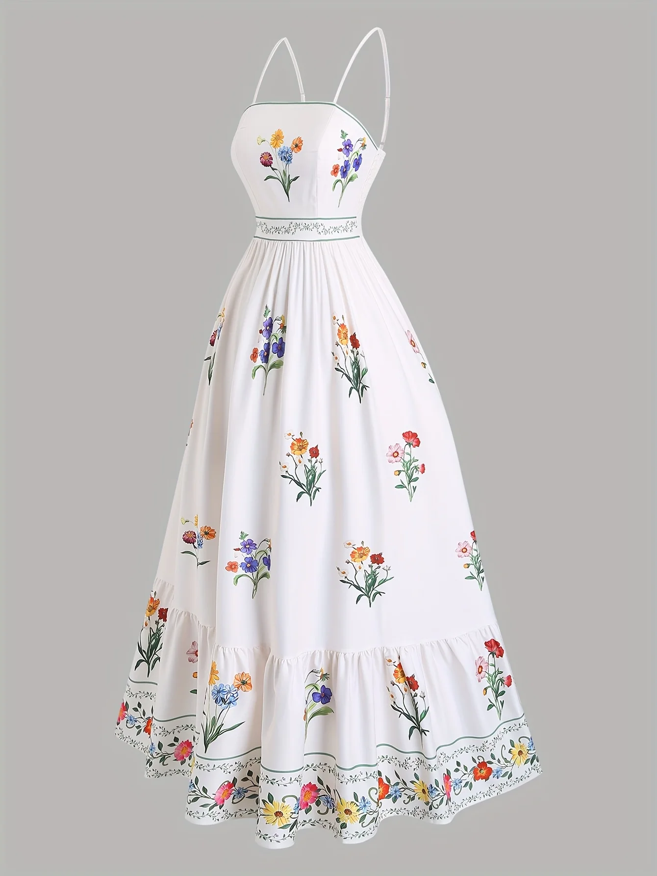 Plus-size women's dress with floral prints in Bohemian style