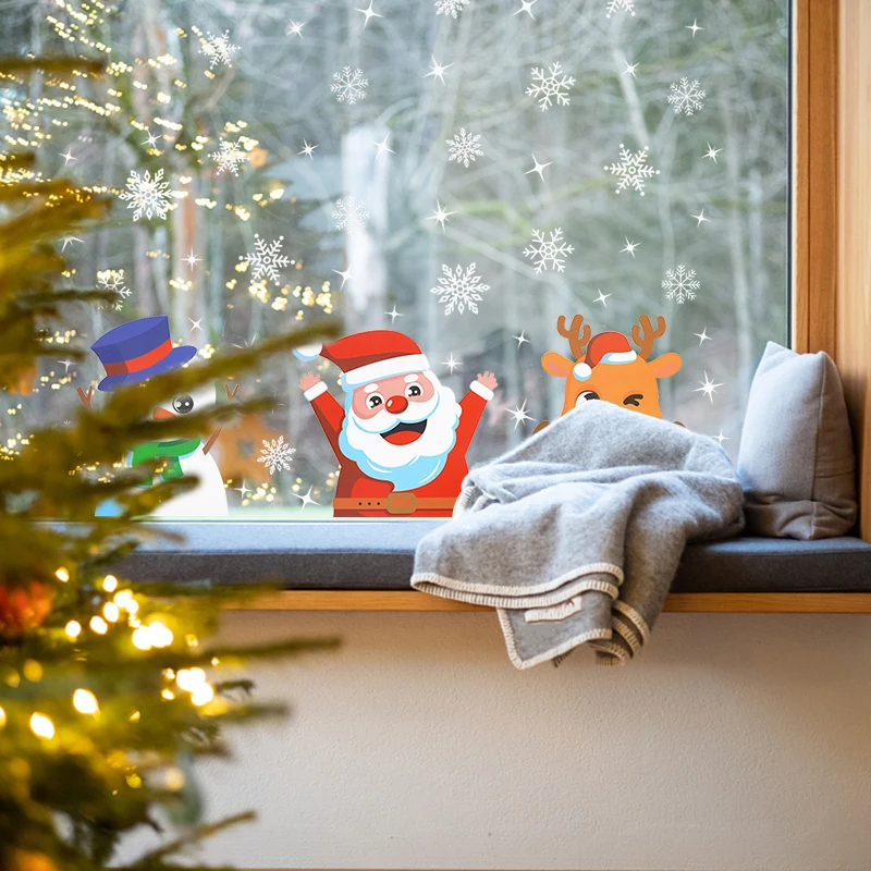 5PCS Christmas Window Santa Claus Snowflake Stickers Winter Wall Decals for  Kids Room New Year Christmas Window Decor Removable - AliExpress