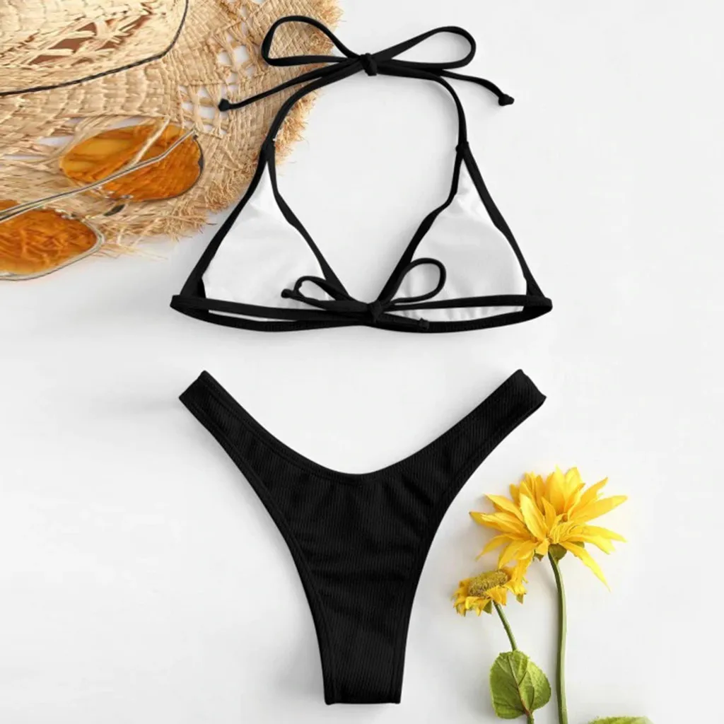 Crochet Bikini Micro Mini Bikini Swimwear Women Halter Push Up Bikini Set Padded Bra Sexy Swimsuit Hot Bandage Swim Suit Brazilian Biquini
