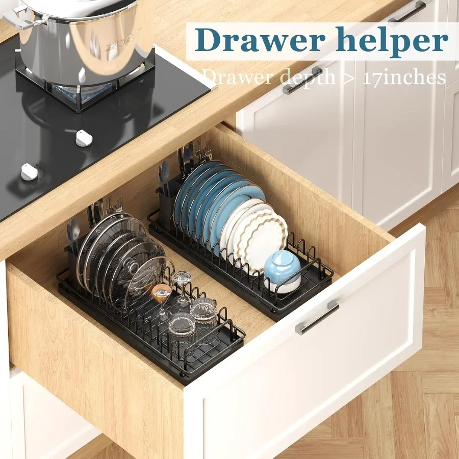 Compact Dish Rack Sink Drying Rack with Silicone Mat Stainless Steel Dish Drainer for Kitchen Sink Cabinet Kitchen Sink Rack Di