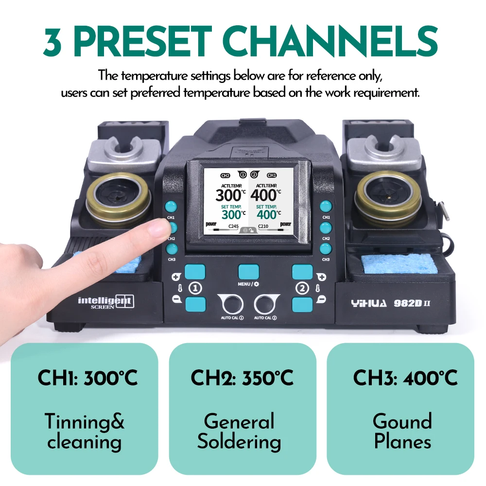 982D Precision Soldering Station With 3 C210 & 3 C245 Soldering Tips