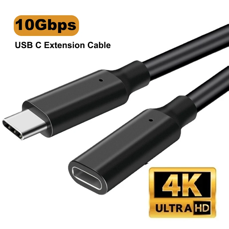 Przedłużacz USB C Kabel USB3.2 10Gbps PD100W Kabel męski do żeńskiego typu C Kabel do transmisji danych do MacBooka Pro Samsung S20