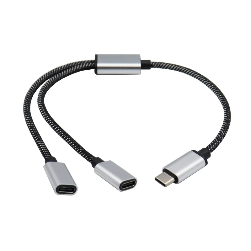 USB C Male to 2 USB C Female Cable Adapter Headphone Type C Charging Adapter 480Mbps Data Transmission 30cm/11.81in B0KA aluminum alloy usb 2 0 male to usb c type c female converters charging data transmission adapter