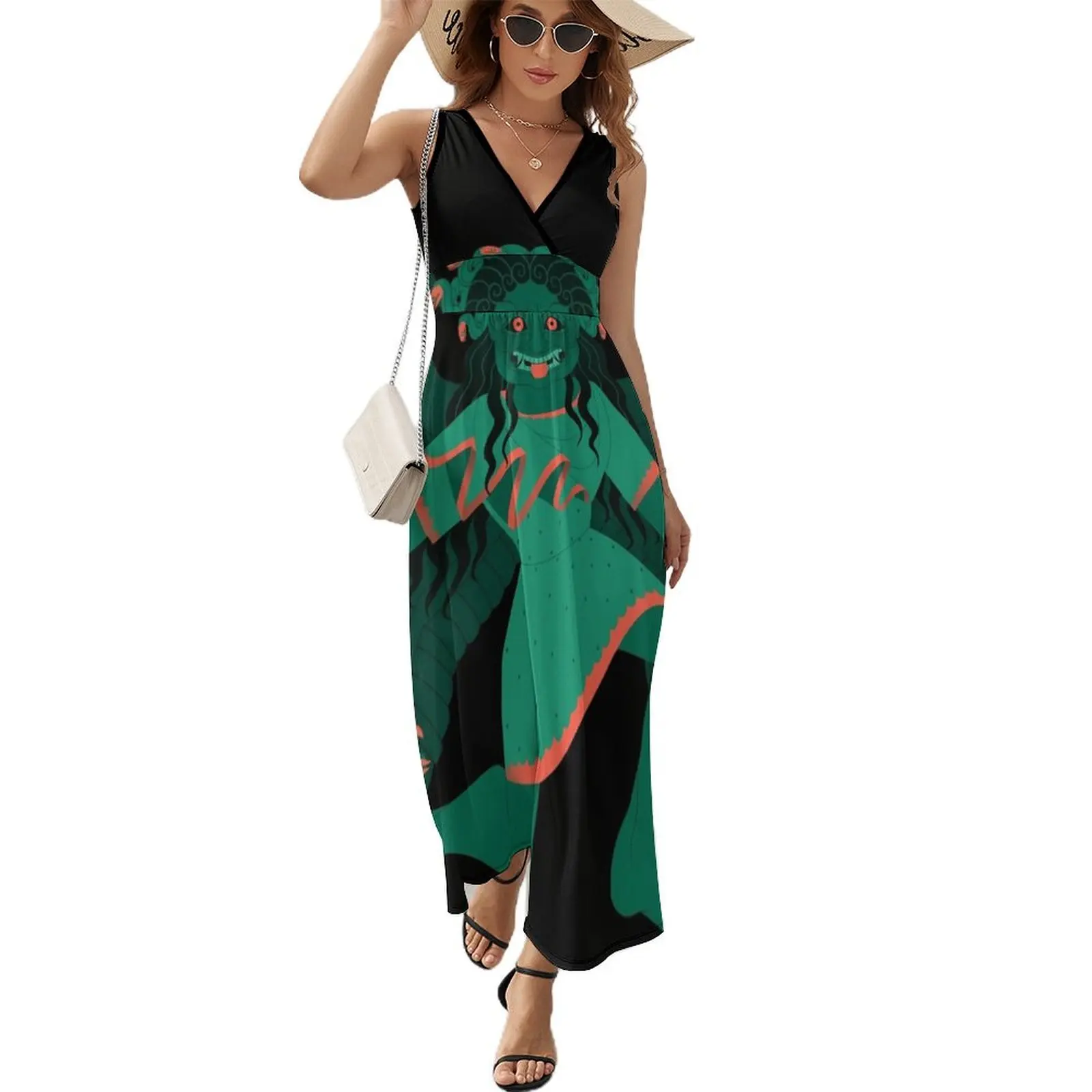 

Archaic Gorgon - Green Sleeveless Dress dress party night Dress women elegant women's sets