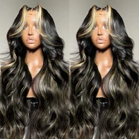 1B/27 Body Wave 13x4 Lace Frontal Highlight Wig Human Hair Brazilian 200 Density 30 Inch Ombre Blonde Colored Human Hair Wigs 1