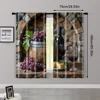 2pcs, Curtain Cloth Grapes & Red Wine Theme Durable Polyester (without rod) Art Deco Festive Use for Bedroom, Kitchen, Office & 3