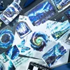 2m Holographic Silvery Transparent PET Masking Tape Blue Aurora Decorative Tape For Card Making Scrapbooking Journal  Loop:100cm 1