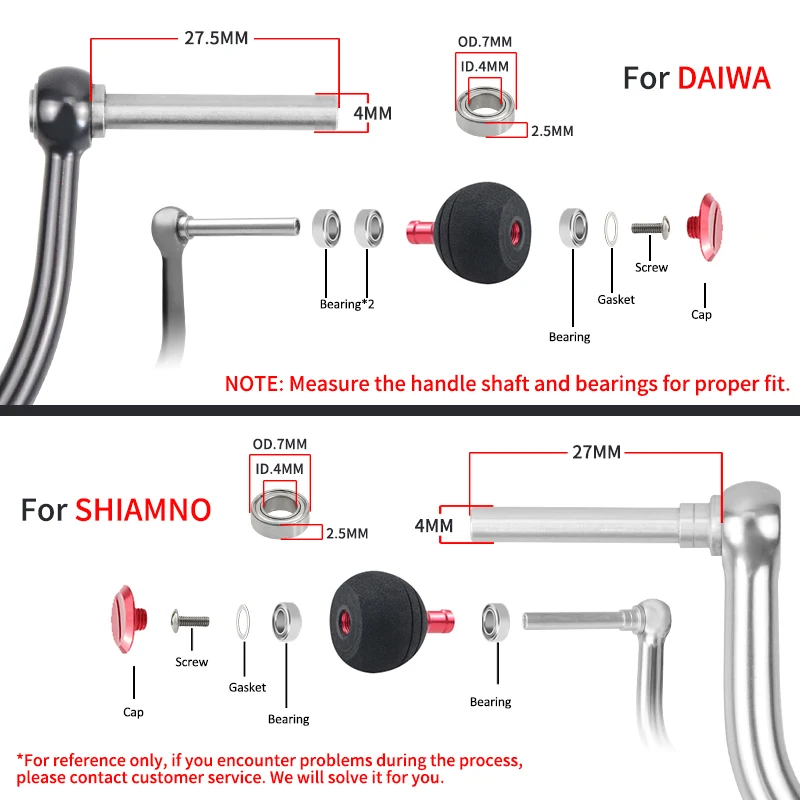 Boutons EVA EKfan 38/50MM Roulements 7x4x2.5MM Axe 4MM Manette Moulinet SHI&DAI DIY Pêche