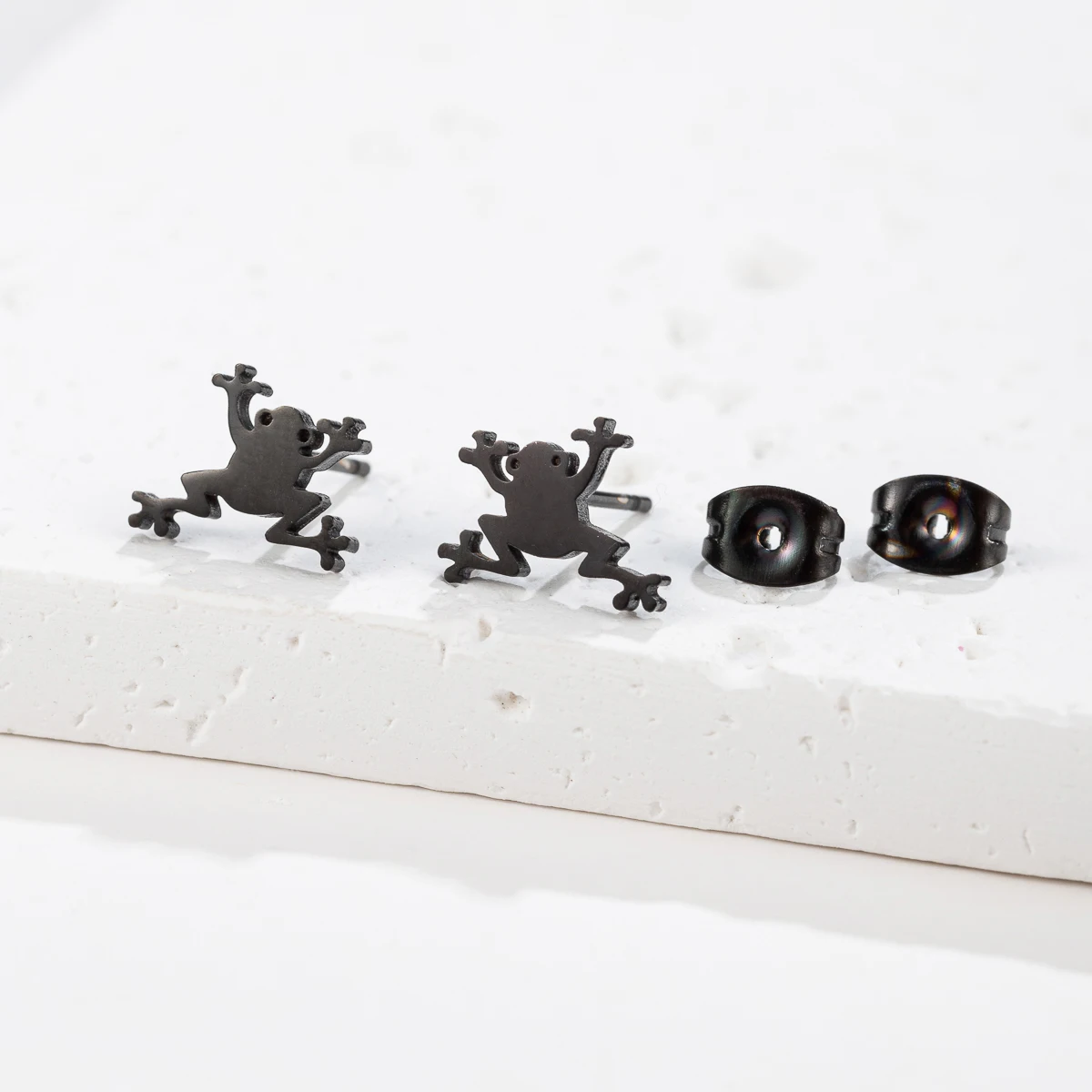 Niedliche Silberne Frosch-Ohrringe Für Damen, Tierschmuck